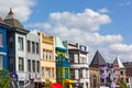 Vibrant buildings colors of shops and eateries in Adams Morgan neighborhood